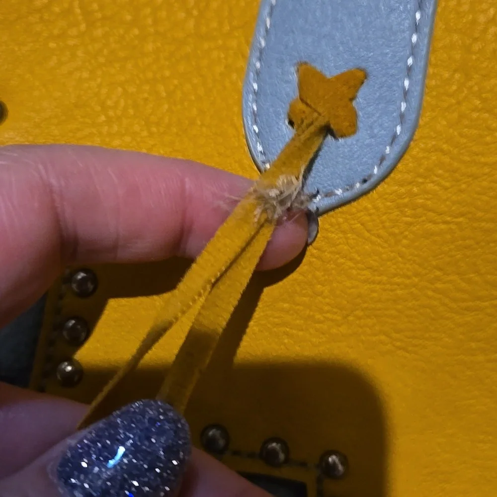 Yellow and Blue Studded Women's Bag, EUC